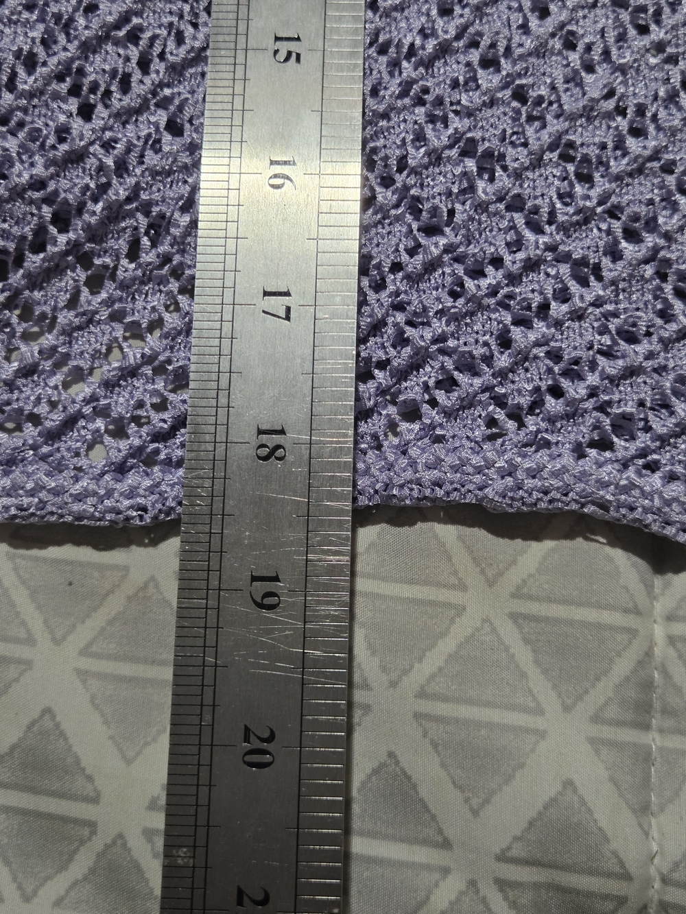 Lavender Open Knit Crochet Cardigan Pointelle 3/4 Sleeve Button Front Petite XL - Picture 7 of 7